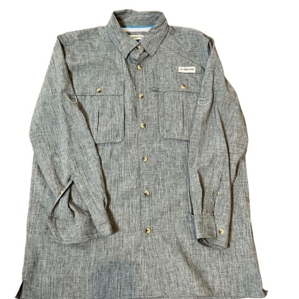 MAGELLAN Outdoors Men's Fish Gear Angler Fit Long Sleeved Vented Shirt Size‎ Med
